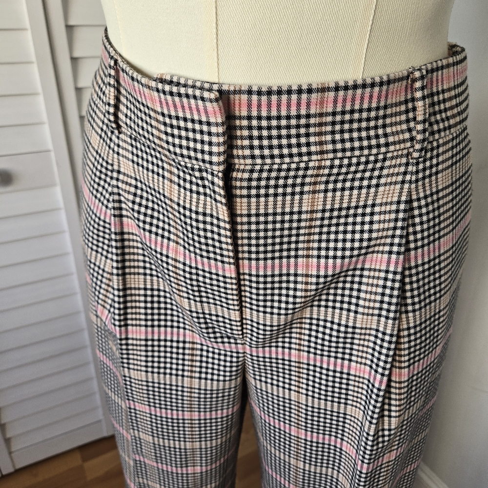 LOFT Plaid Wide-Leg Trousers with Pink Accent - Picture 4 of 16
